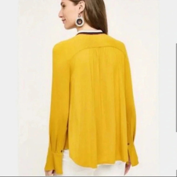 Anthropologie Akemi & Kin Goldie blouse womens gold tassel - Picture 3 of 5